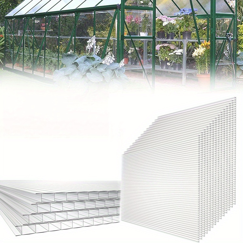 

14 X Polycarbonate Twin-wall Sheets, 4 Mm, 10. 25 M², Double Wall Sheet, Uv-resistant Multi-wall Sheets For Greenhouses