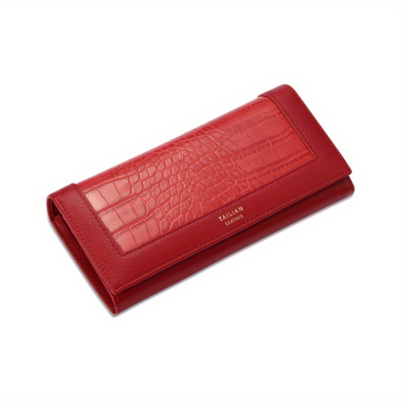Women's European And Crocodile Pattern Wallet, Large Capacity Multifunctional Clutch.