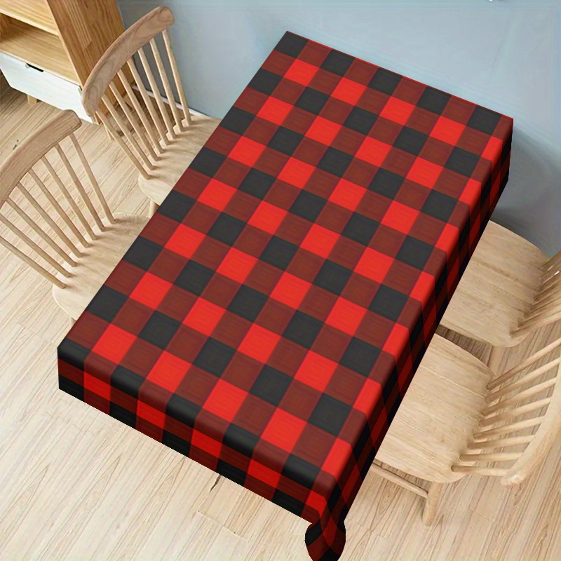 

Christmas Tablecloth - Checkered - 1pc, 100% Polyester, Machine Woven, Stain And Wrinkle-resistant, Waterproof, Ideal For Holiday Parties And Dining Decor