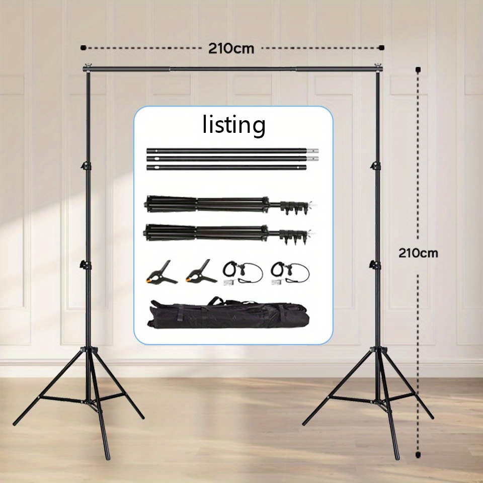 Backdrop Stand 10x10 10x7ft (wxh) Photo Studio Adjustable Metal Background Stand, Balloon Arch Support Kit With 4 Crossbars, 4 Backdrop Clamps, Parties Decoration