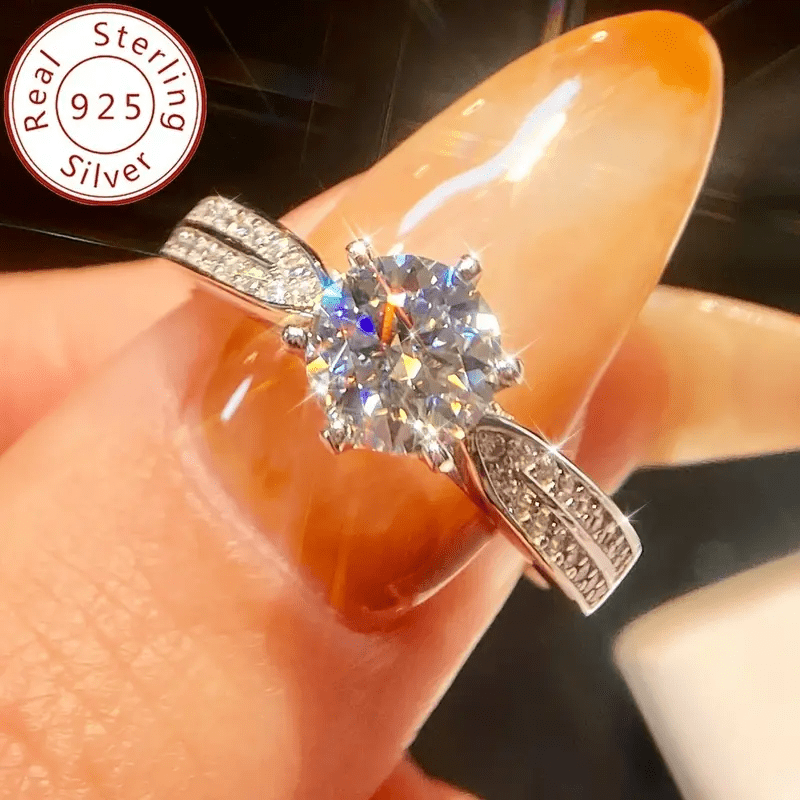 

2.9g Moissanite Halo Ring 1pc 0.5/1/2 Carat Unique Personality Round Cut Moissanite Stones Bling Christmas Valentine Engagement Gift Ring