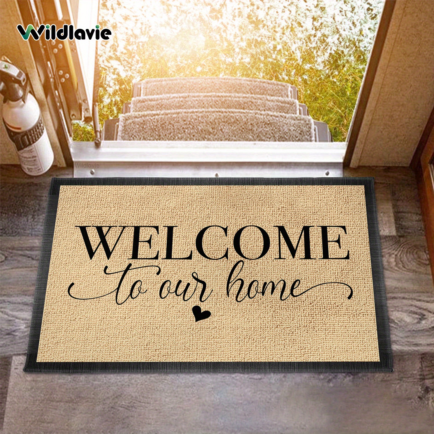 

Wildlavie Welcome Door Mat - 1pc Non-slip Doormat With "welcome To " Print, Entrance Rug For Home Kitchen Floor Indoor Decoration