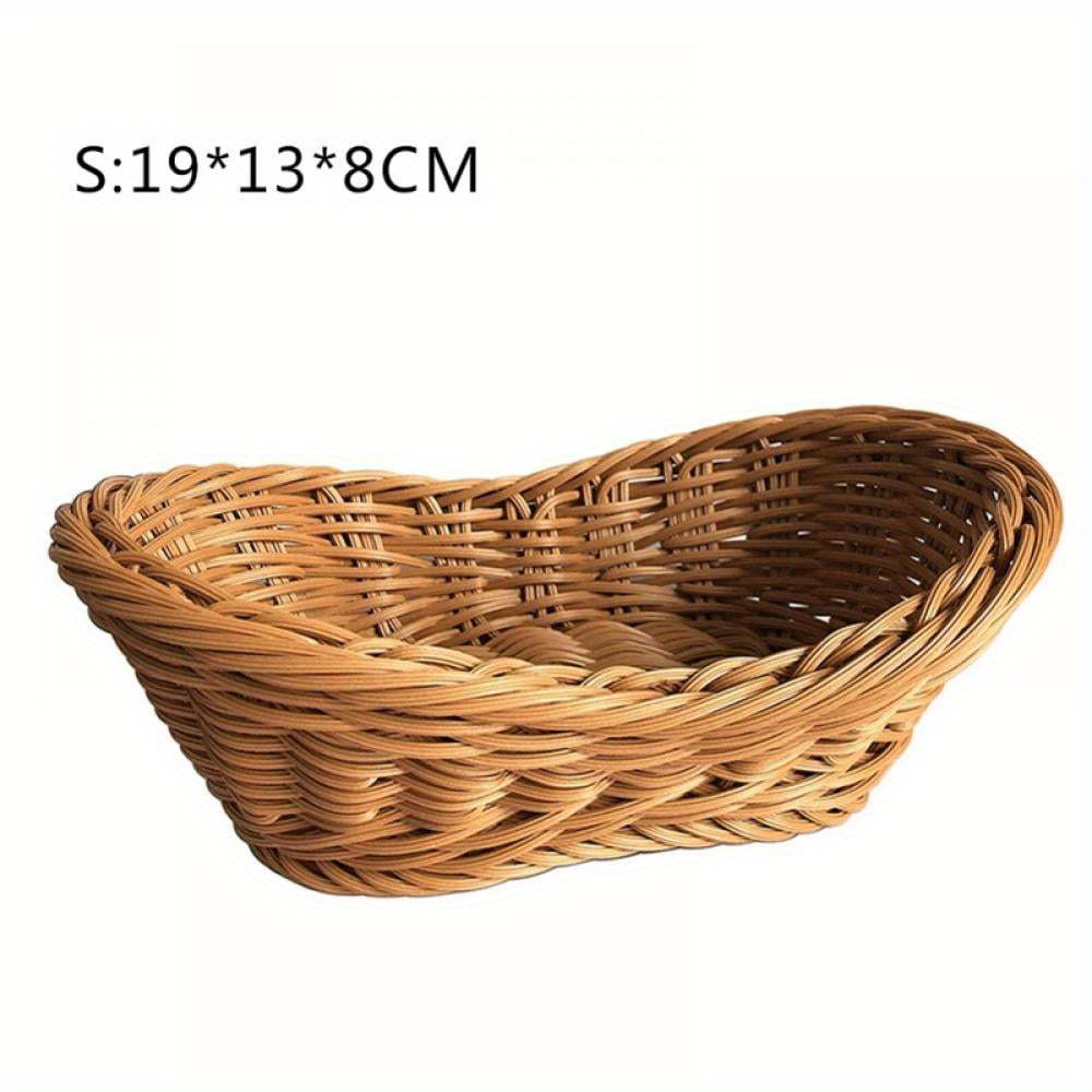 

Oval Wicker Woven Basket Bread Food Fruit Serving Tray Cosmetic Storage Tabletop Bathroom Storage Kitchen Organizer