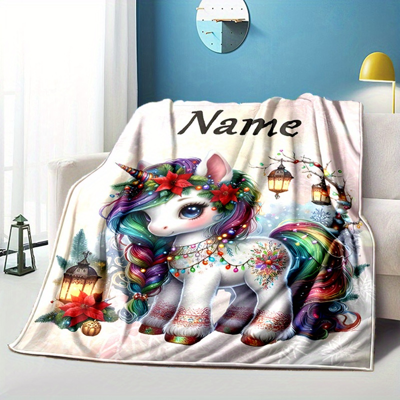 personalized   blanket with custom name soft warm cozy for bed sofa   christmas halloween gift details 0