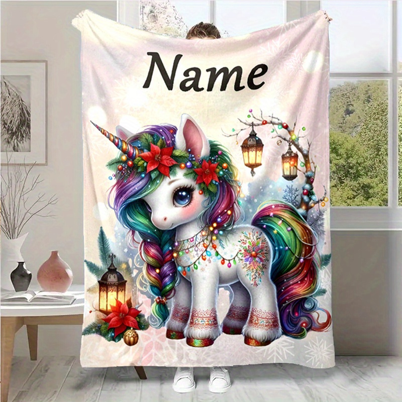 personalized   blanket with custom name soft warm cozy for bed sofa   christmas halloween gift details 1