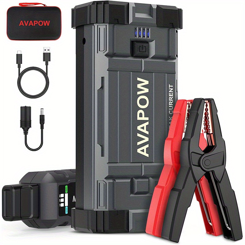 

Avapow Car Battery 3000a , With Force Start Function, Portable Starters For Up To 8l Gas 8l Diesel Engine With Booster Function, 12v Lithium Jump Charger