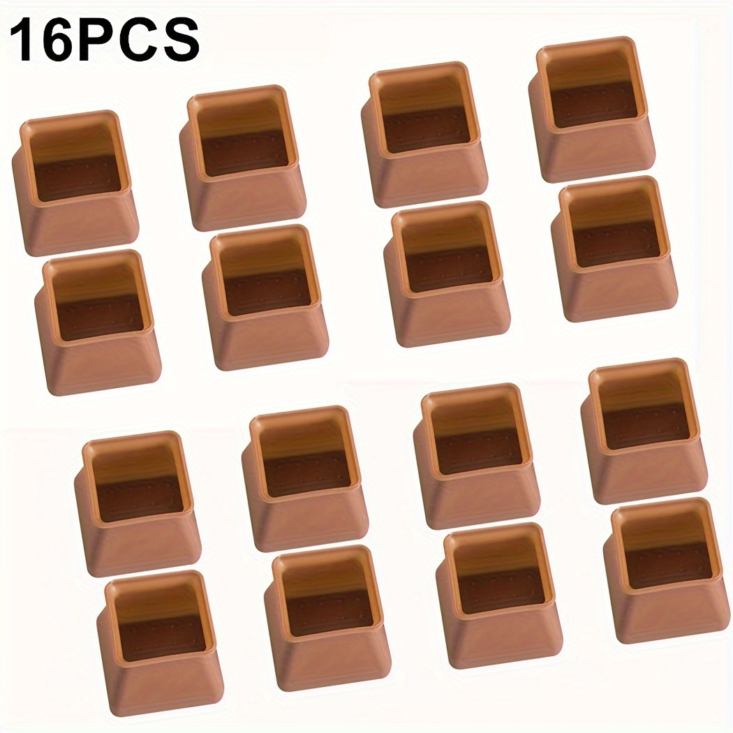 16 Silicone Chair Leg Covers Made Of Plastic, Rectangular , Furniture Legs On Hard Floors.