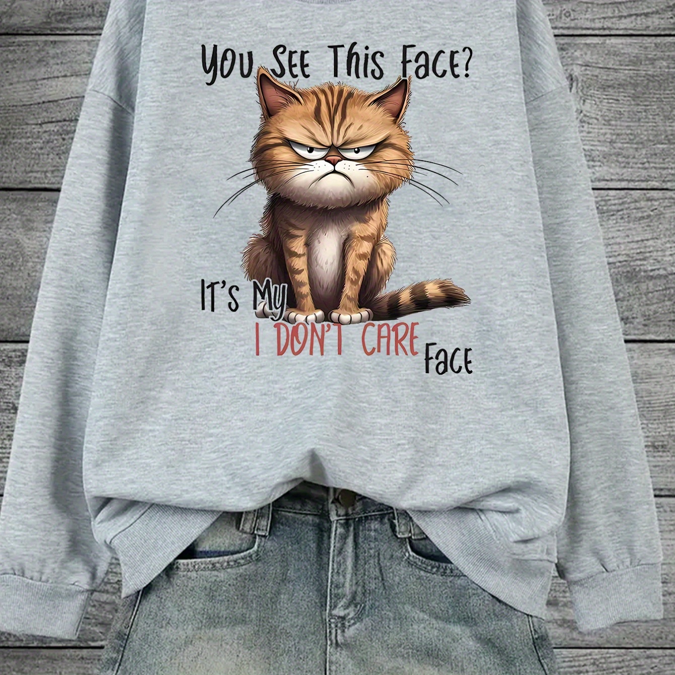 

1pc Women's Cat Fleece-lined Thickened Sweatshirt, Polyester , Round , , All-, Adult Fit