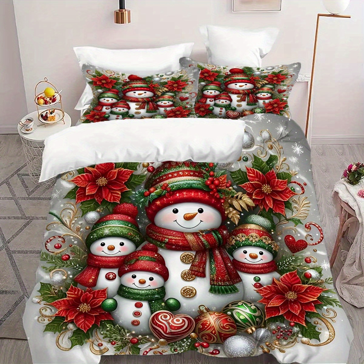 

3pcs Snowman Bedding Set, Christmas , Bedding Set , And Duvet Cover, Decoration, , A , Suitable For Or (1 Duvet Cover + 2 Pillowcases, No Or )