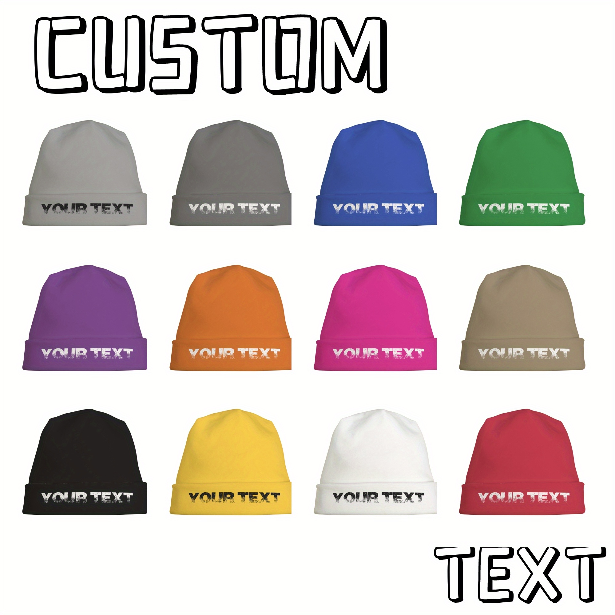 

Custom Text Embroidered Beanies - Unisex Knitted Skull Caps With Soft , , Polyester (95%) And Spandex (5%) Blend