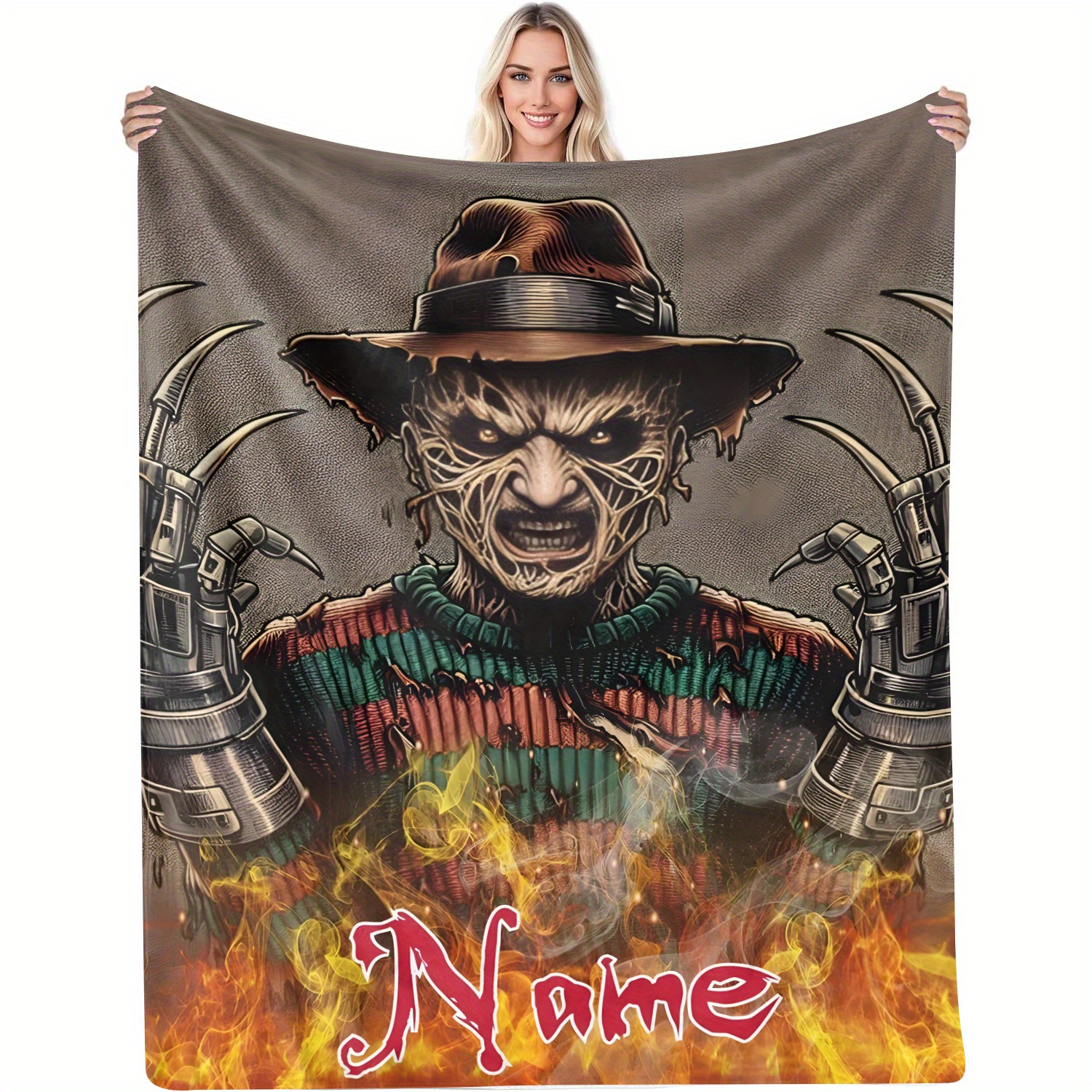 

Personalized Demon Print Flannel Blanket - Soft, Cozy Throw With Custom Name - All & Gifts