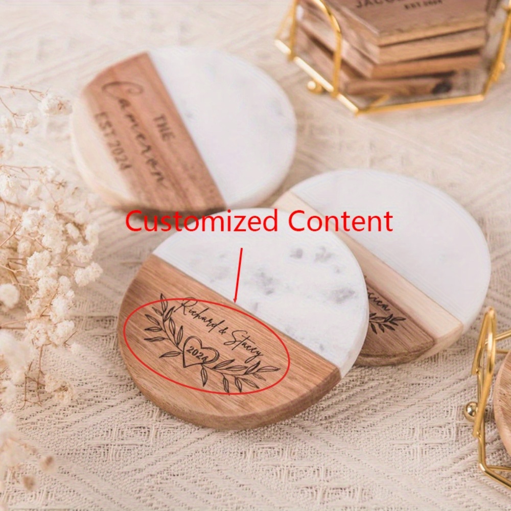 

Custom Engraved Wooden Coaster With Holder - Perfect For Weddings, Housewarmings, Anniversaries & More - Unique Gift Idea