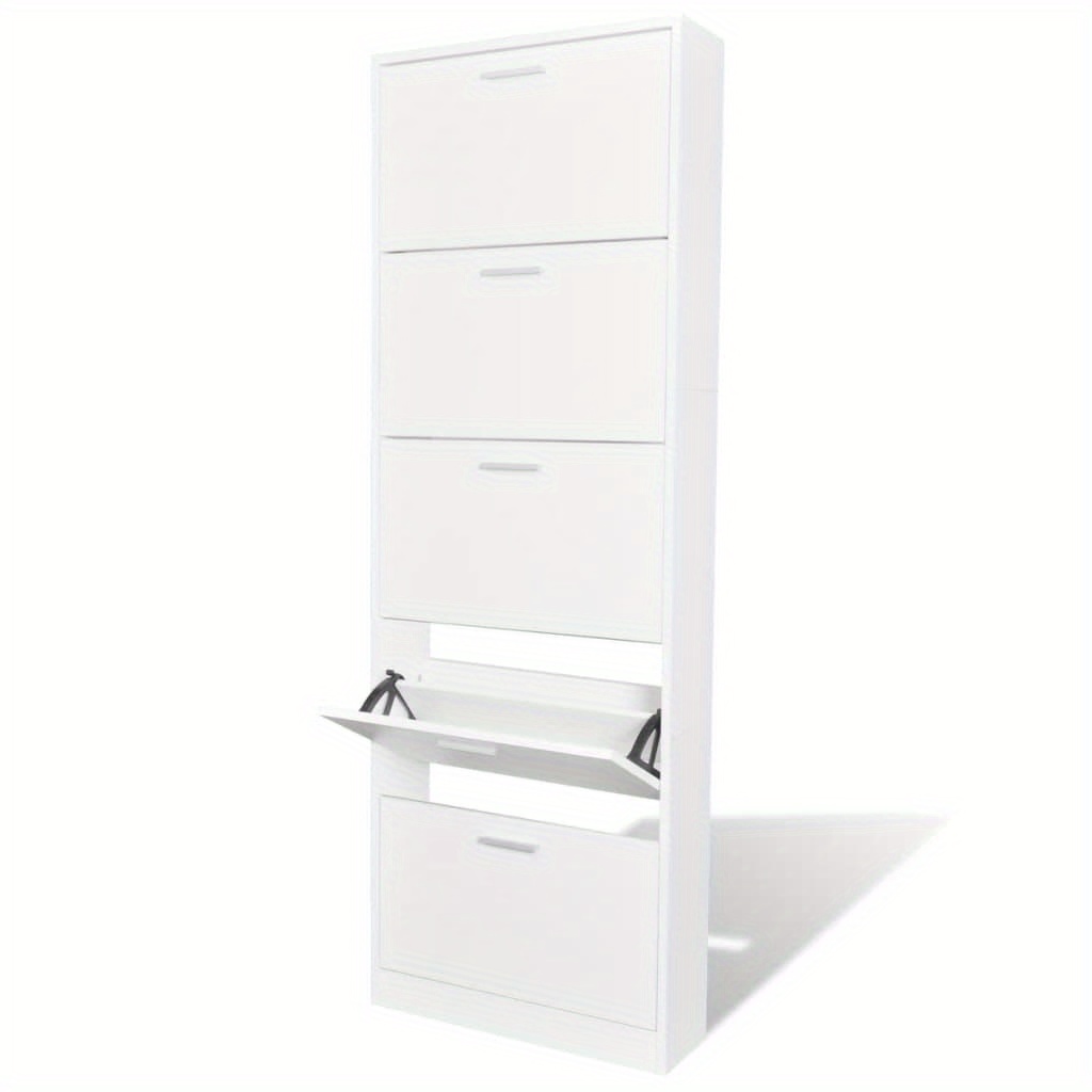 TEMU Shoe Cabinet With 5 Shoe Racks White Wood