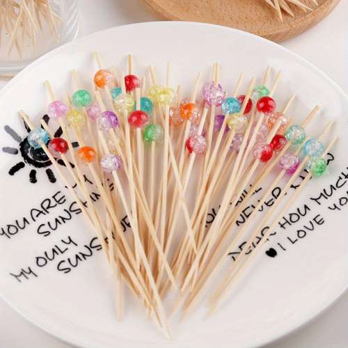 200 PCS Pink Cocktail Toothpicks Appetizers, Natural Coctail Skewers Sticks, Pearl Decorative Cocktail Tooth Picks Drinks, Fruit, Charcuterie, Wedding Food Party Fancy 4.inch Long P 365785975
