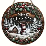 christmas snowman wooden hanging ornament no feather electricity free contemporary manufactured wood wreath for home garden decoration details 3