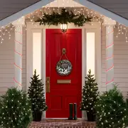 christmas snowman wooden hanging ornament no feather electricity free contemporary manufactured wood wreath for home garden decoration details 5