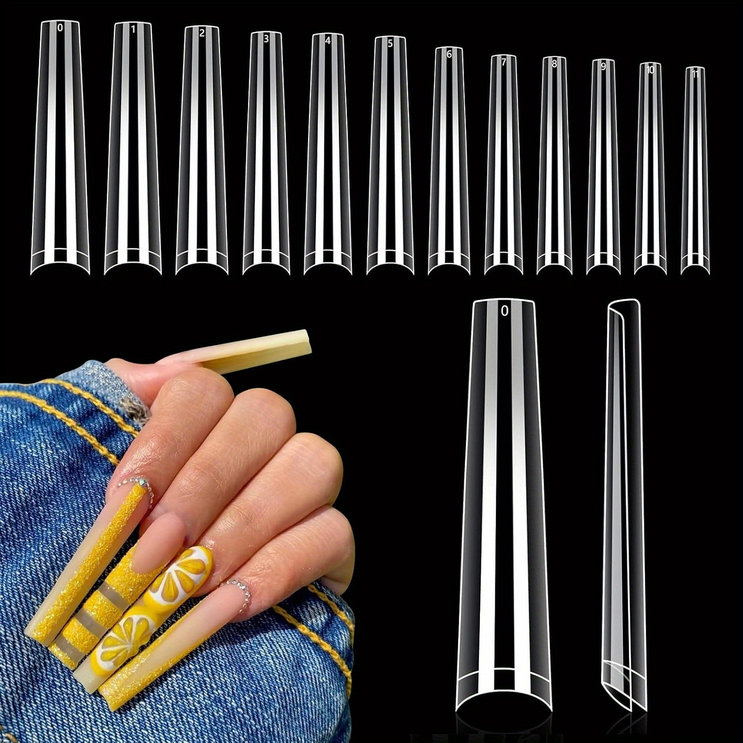 

Xxl Long , 120pcs No C Half Clear False Pre-shaped Fake Gel X 12sizes Box