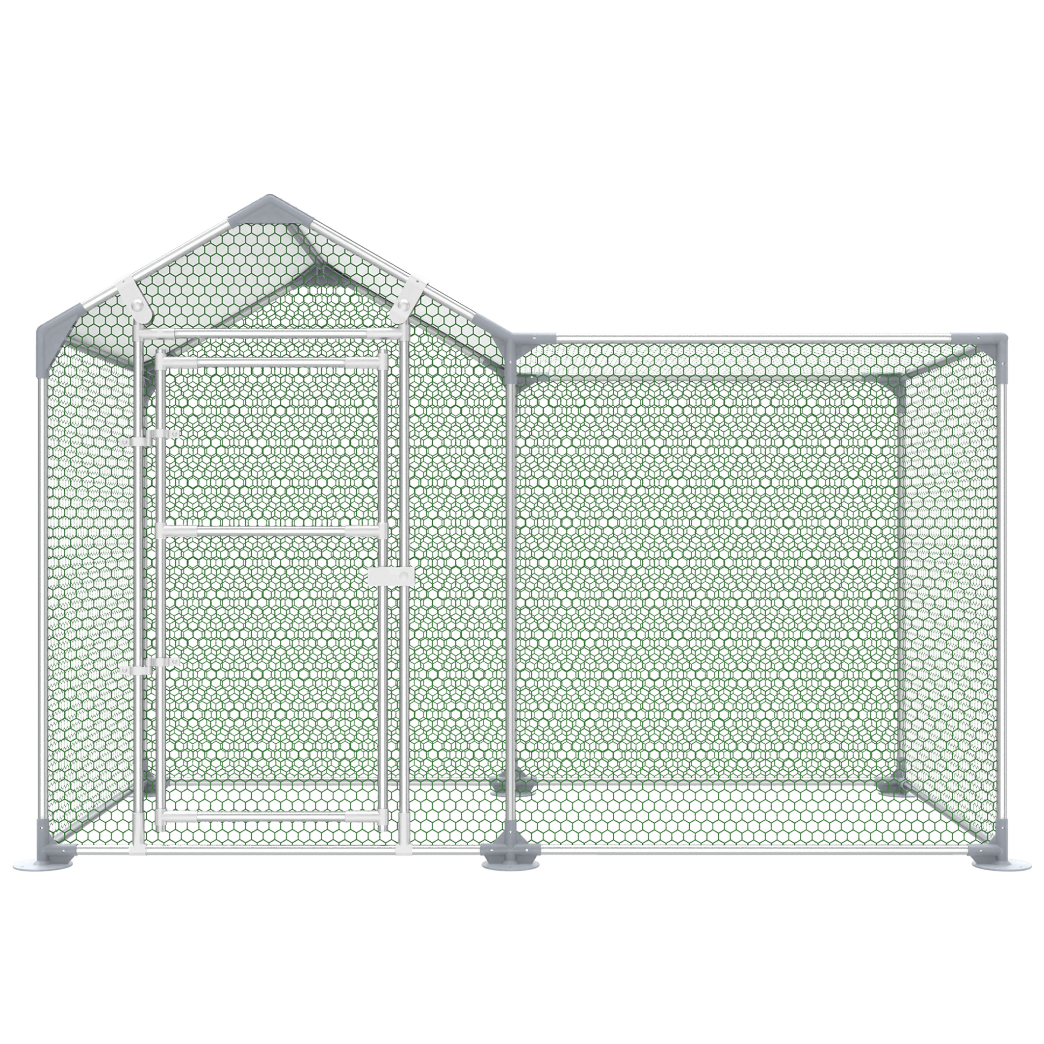 Image of Chicken Coop Outdoor Enclosure Galvanised Steel Chicken Cage Chicken House Outdoor Enclosure Poultry House Aviary For Chickens Small Animals Poultry Rabbits 2 X . 4 M/ X 1, 4 M
