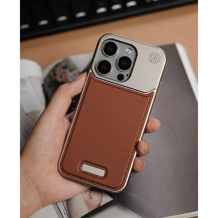 

Coque de téléphone magnétique en cuir en d'aluminium de haute qualité à double pour , 15 et 14 , avec un design cadre et une coque à l'arôme anti-choc.