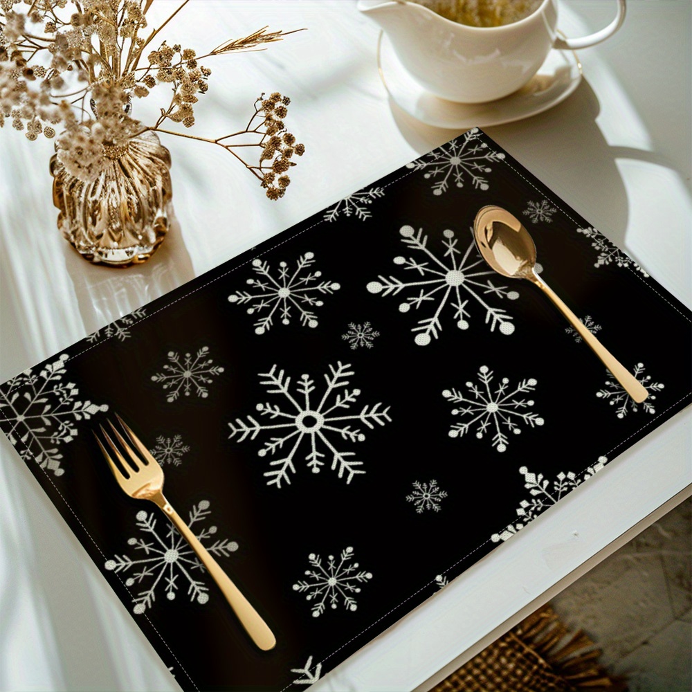 

Set Of 4 Polyester Placemats - , - Rectangular Dining Table For Christmas And Decor