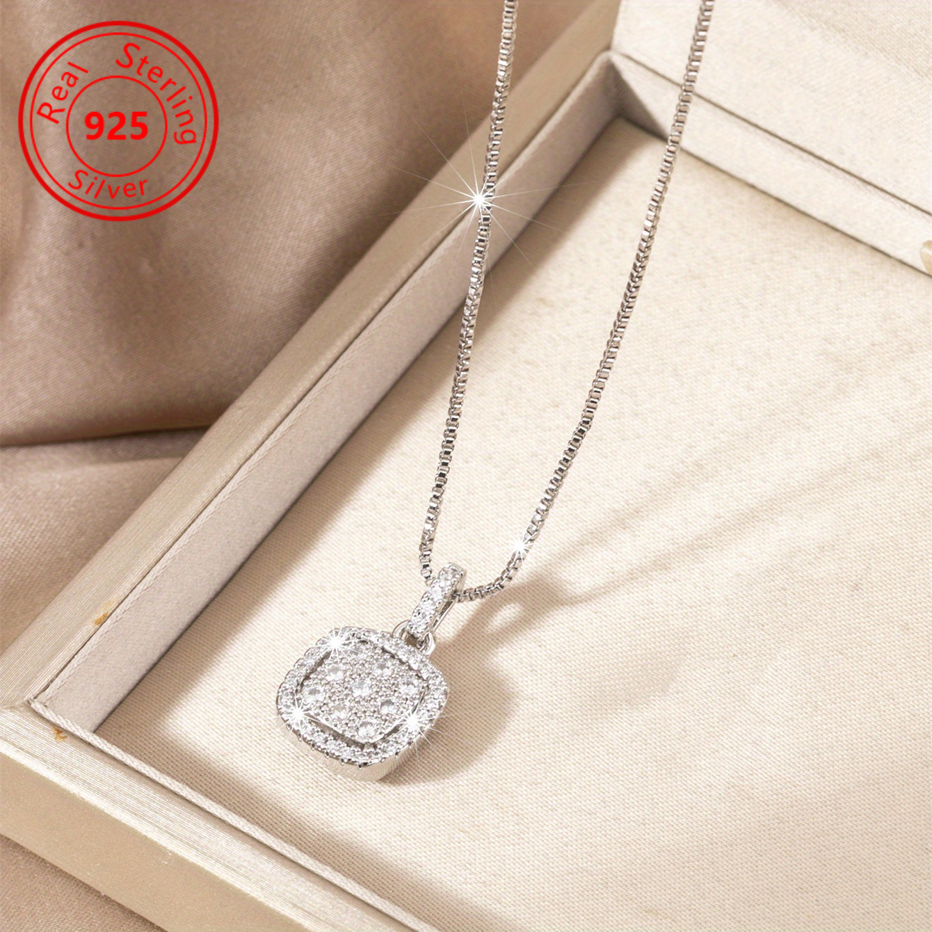 

An Elegant And Square Zirconia Pendant - A Luxurious 925 Sterling Silver Necklace For Women, Weddings, Parties, And Jewelry.