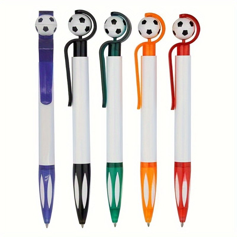 

5pcs Football Ballpoint Pen Set - Novelty Retractable Pens For Smooth Writing, Stylish & Durable - Perfect Party Favors, Memorial & Advertising Gifts For Soccer Fans, Unisex, With Black Refill