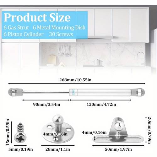 6 piece gas pressure absorber hydraulic gas pressure spring 200n silver smooth gas pressure spring gas pressure springs for furniture carrier cabinet door and cars