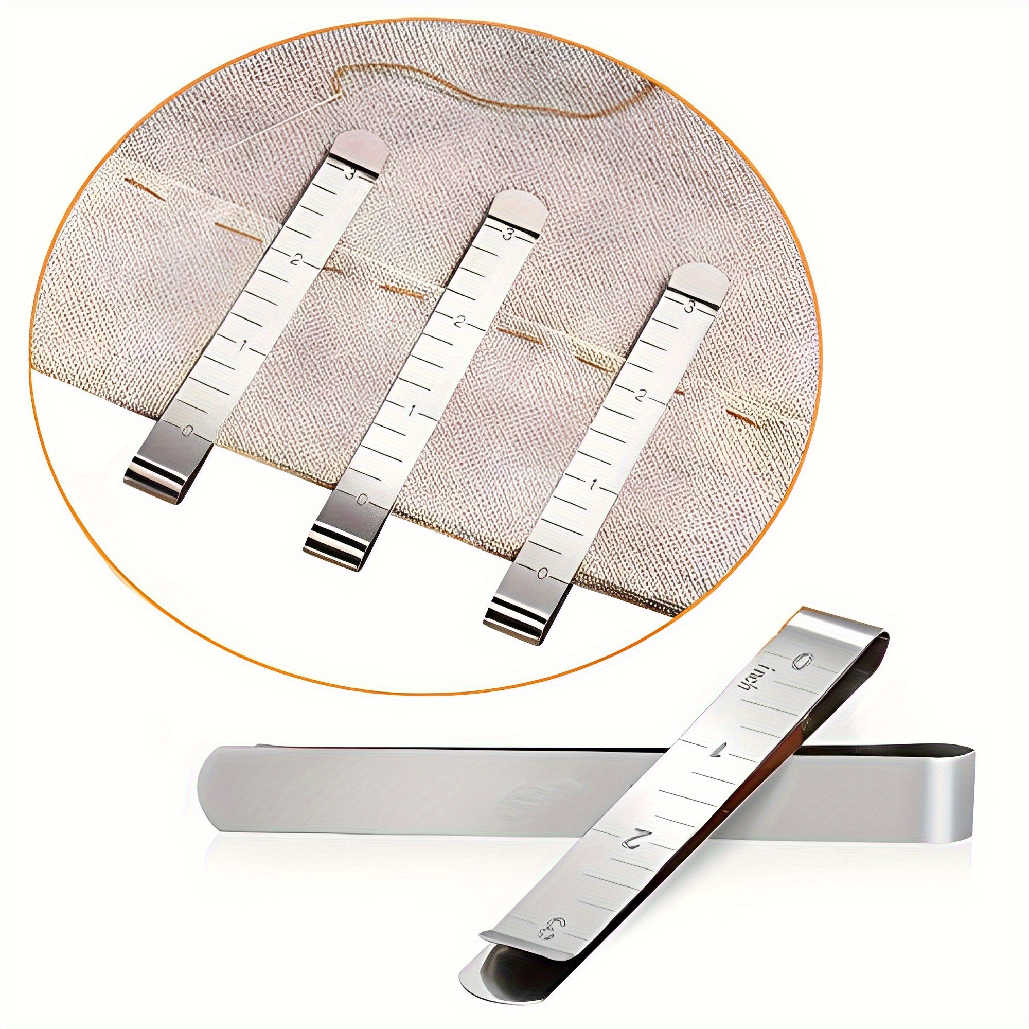 

5pcs Stainless Steel Sewing Clips With Measurement Ruler - , Easy-to-use Hemming & Quilting Clips For Fabric Holding, Crafting - Smooth Polished , Waterproof, Sewing Supplies Accessories