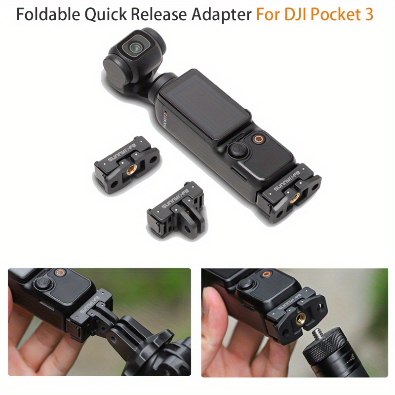 

Dji Pocket 3 Quick Release Adapter With 1/4" Screw Hole, Metal Foldable Camera Mount For Selfie Stick And Tripod Accessories Compatible With Osmo Pocket 3