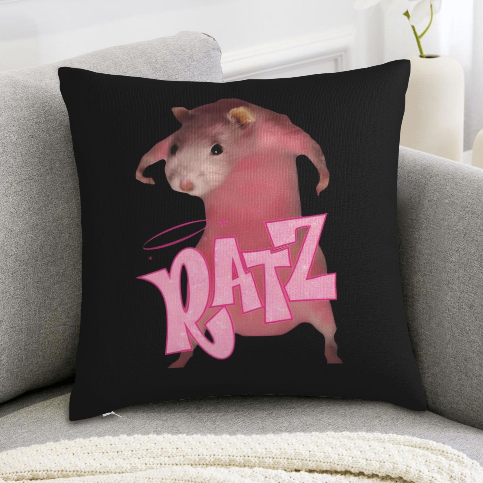 

Rat Meme Double-sided Pillowcase 18x18in - Soft Plush, Zippered, Machine Washable - Home