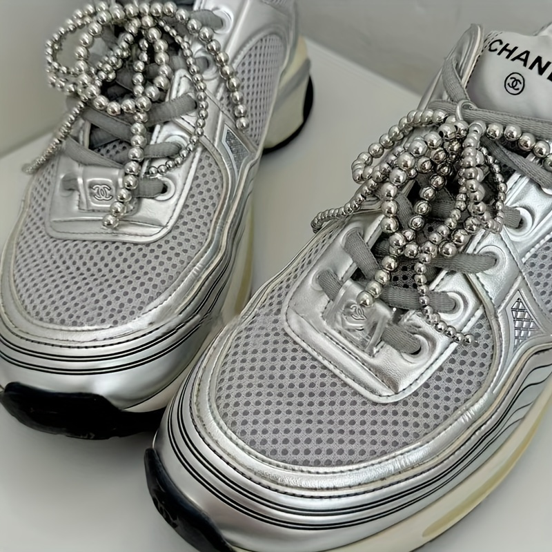 

2pcs Set Chic Pearl & Silvery Beaded Bow Shoe Charms - Sneakers, Boots & Watches , Shoe Accessories