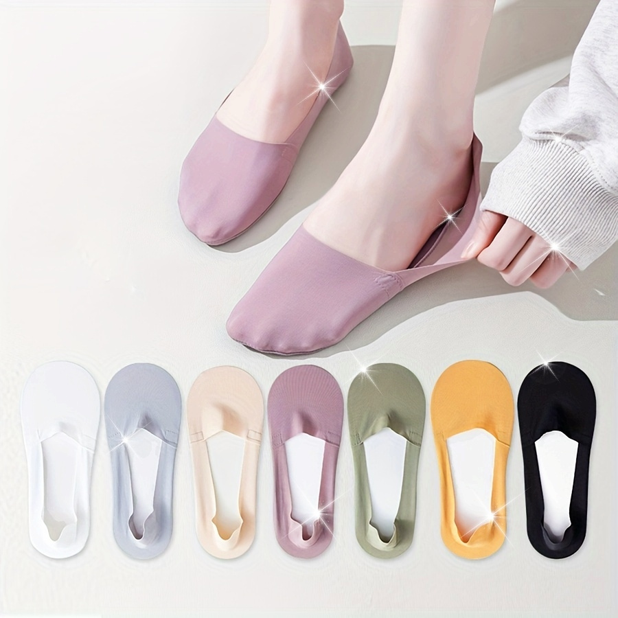 

5/ 8 Pairs Women's No Show Thin Socks, Summer Breathable Ice Silk, Low-cut Liner Non-slip Socks