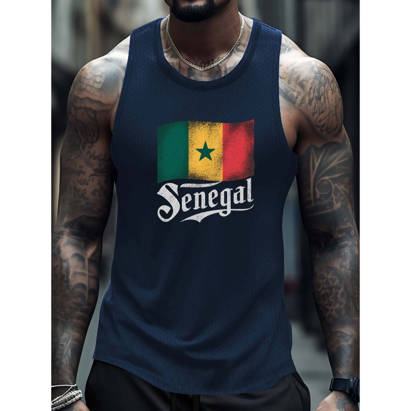 

Débardeur vintage inspiré du Sénégal, à séchage rapide, en polyester, à col rond, légèrement extensible, en tricot, pour adultes, débardeur de sport respirant pour l'été, sans manches.