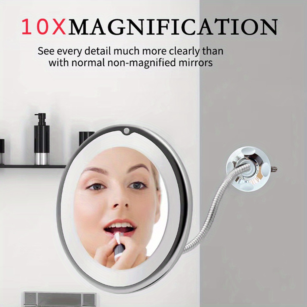 

Led Makeup Mirror With Light, 360 Degree Rotating Bathroom Glass Tabletop Suction Cup Mirror, Acne Squeezing Artifact