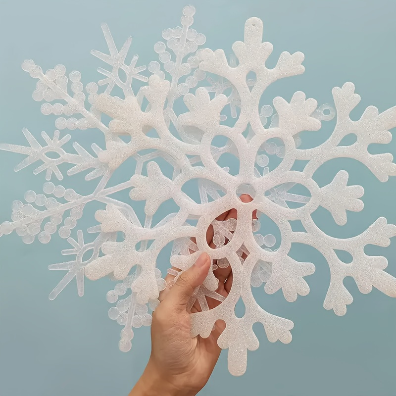 

10-pack Christmas Snowflake Ornaments - Plastic Hanging Snowflake Pendants, 3.94" Festive Tree Decoration, Perfect For Holiday Celebrations, No Electricity Required