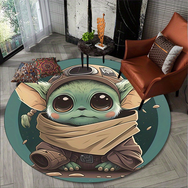 

Yoda-inspired 3d Soft Round Rug - Perfect For Living Room, Bedroom, Garden, Kitchen, Or Bathroom Decor - Durable Polyester, Hand Wash Only