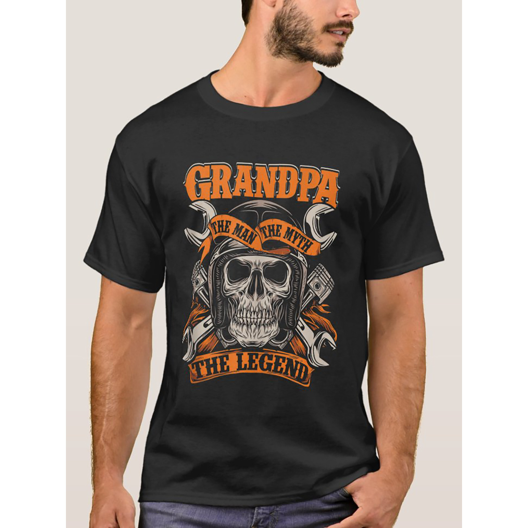 

Biker Grandpa The Man The Myth The Legend Motorcyc T-shirt Men's Funny T-shirt Unisex Cotton Short-sleeve T-shirt