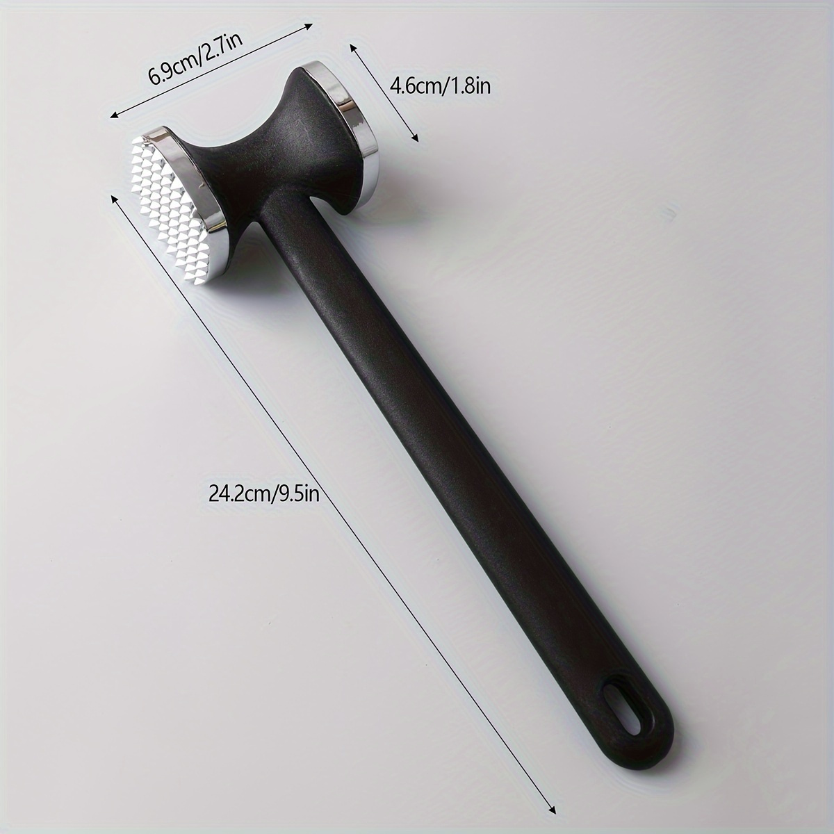 1pc Zinc Alloy Meat Mallet - Heavy Duty Kitchen Meat Tenderizer Hammer with Rubber Grip, Stainless Steel Head for Effortless Pounding and Tenderizing, Perfect for Home Cooks, Cooking Accessory | Modern Kitchen Tool | Durable Kitchen Hammer