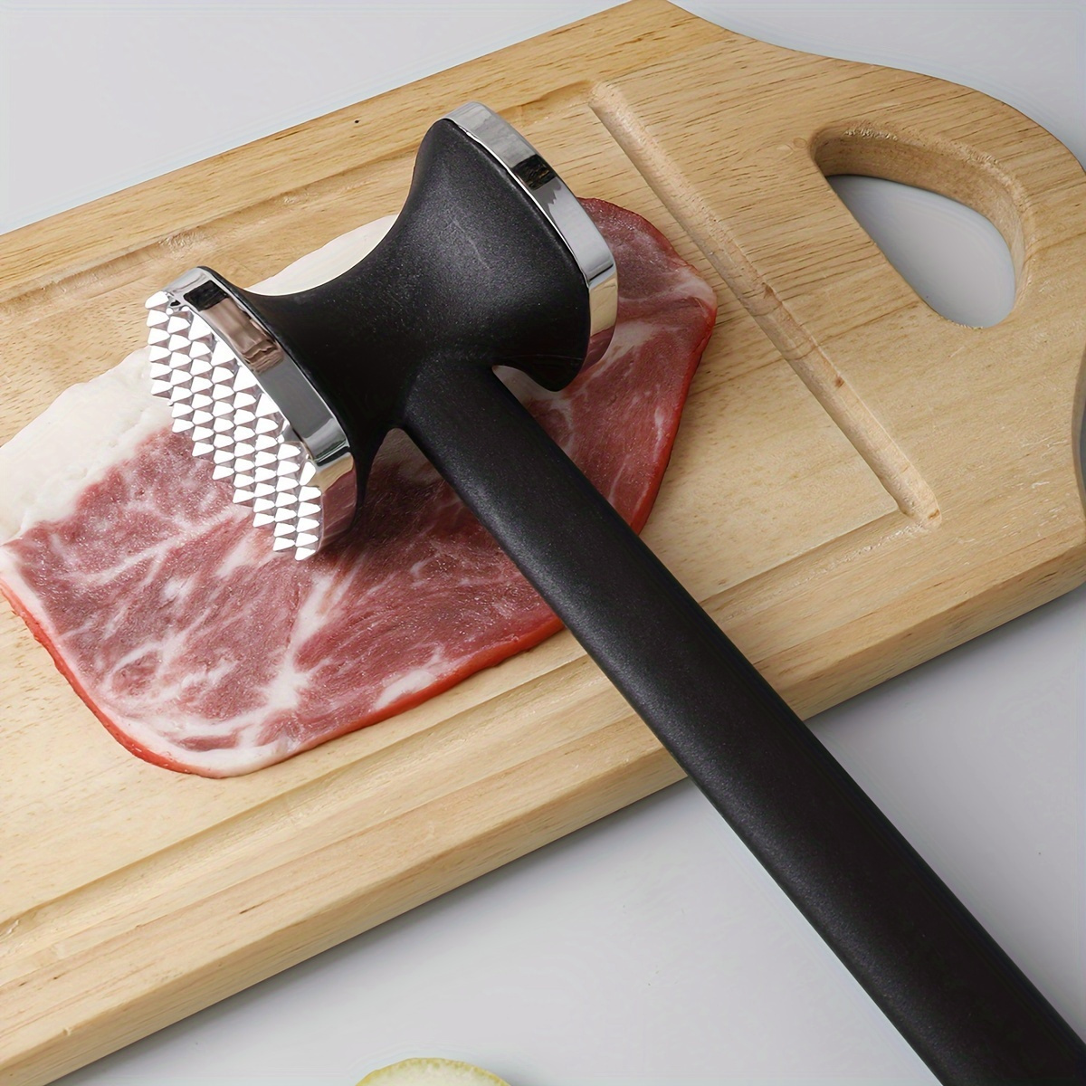 1pc Zinc Alloy Meat Mallet - Heavy Duty Kitchen Meat Tenderizer Hammer with Rubber Grip, Stainless Steel Head for Effortless Pounding and Tenderizing, Perfect for Home Cooks, Cooking Accessory | Modern Kitchen Tool | Durable Kitchen Hammer