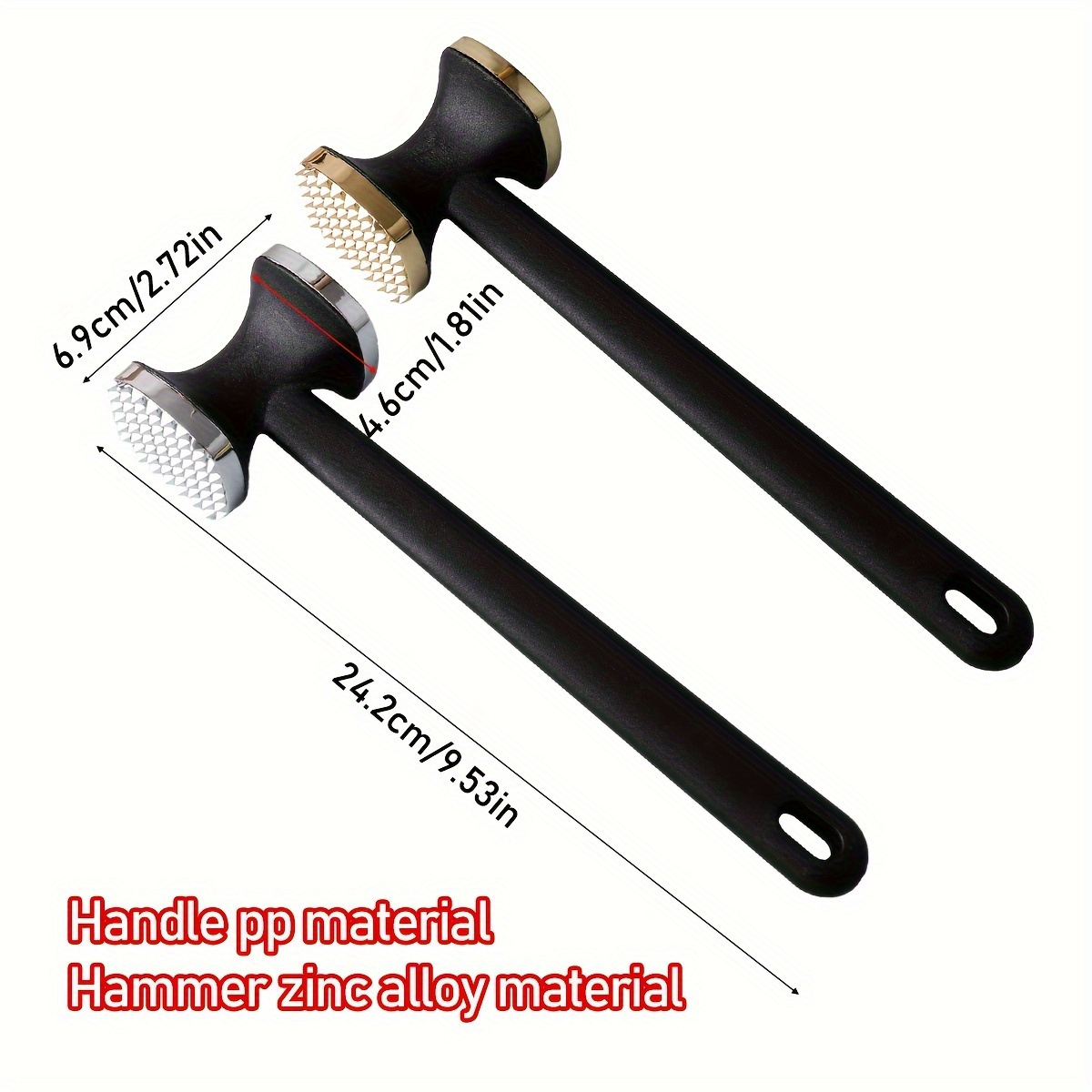 1pc Zinc Alloy Meat Mallet - Heavy Duty Kitchen Meat Tenderizer Hammer with Rubber Grip, Stainless Steel Head for Effortless Pounding and Tenderizing, Perfect for Home Cooks, Cooking Accessory | Modern Kitchen Tool | Durable Kitchen Hammer