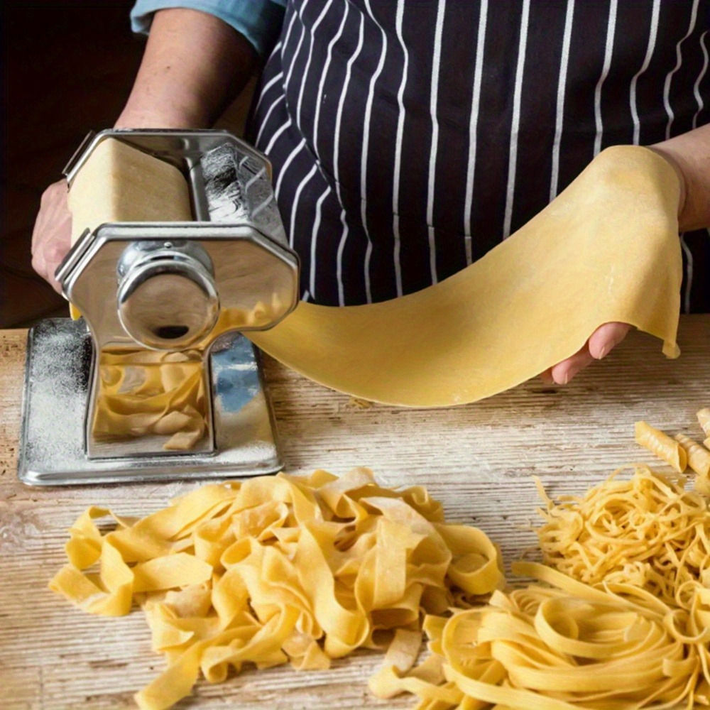 versatile stainless steel pasta maker manual noodle press for spaghetti     with adjustable thickness and dual width settings details 3