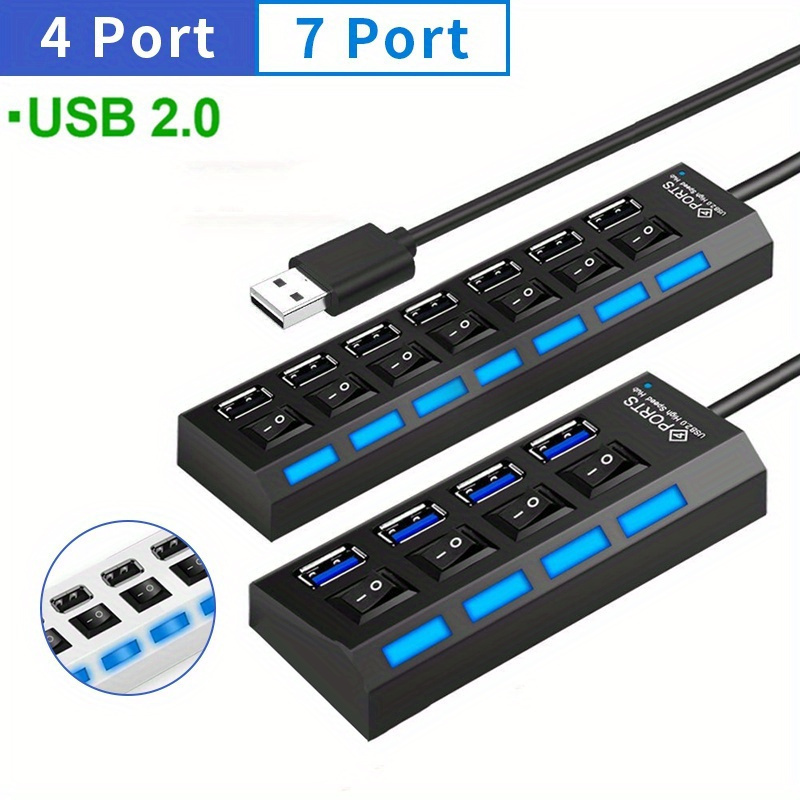 

Fast-charging Usb 2.0 With Power Adapter - Splitter For Phones, Laptops & Pcs, 4/7 Port, Expander, Charger