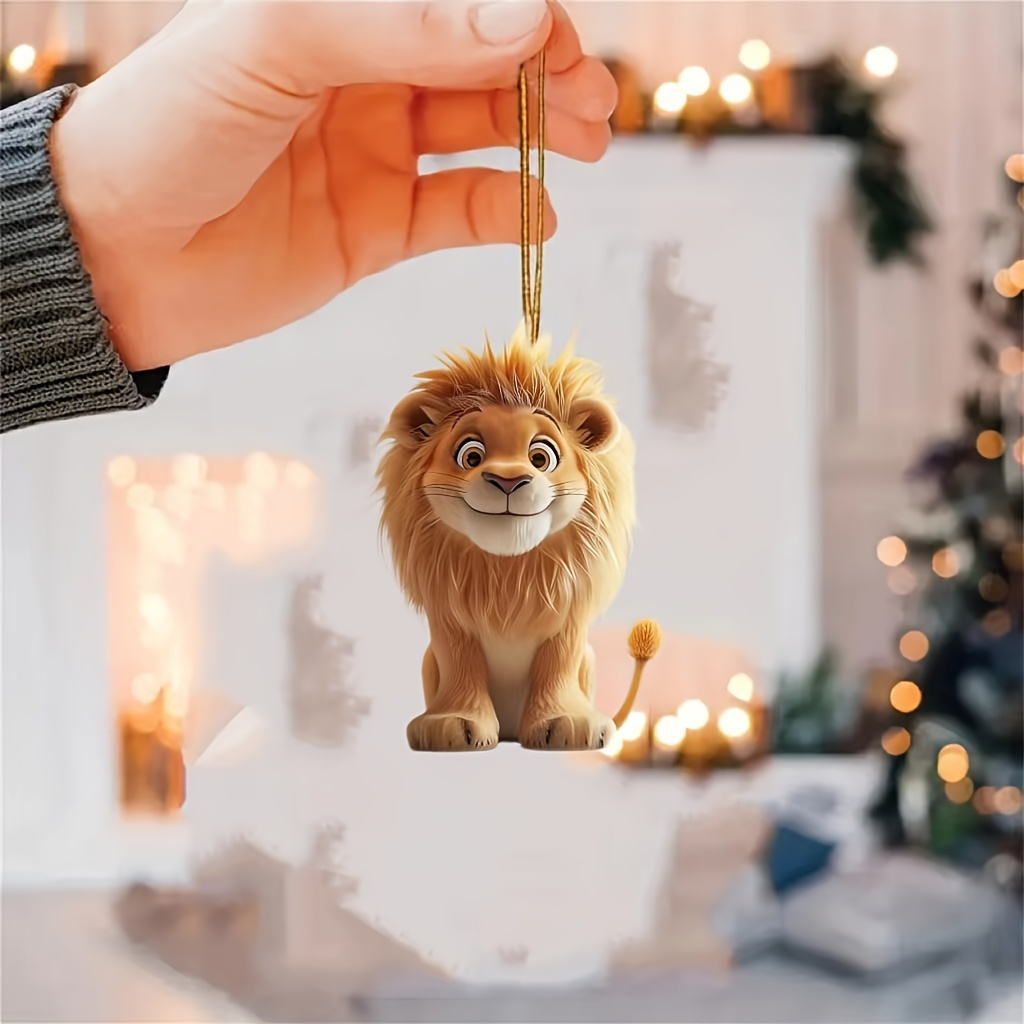 

1pc Of Multifunctional Acrylic Lion Pendant, Suitable For Car Rearview Mirrors And Keychains - Valentine's Day And New Year Car Pendant Decorations [this Product Is A 2d Plastic Acrylic Pendant]