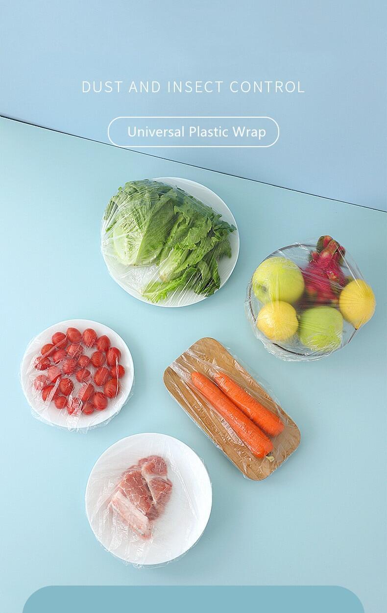 100pcs reusable elastic food covers stretchable plastic cover for dishes plates freshness preserving kitchen clings plastic food covers details 0