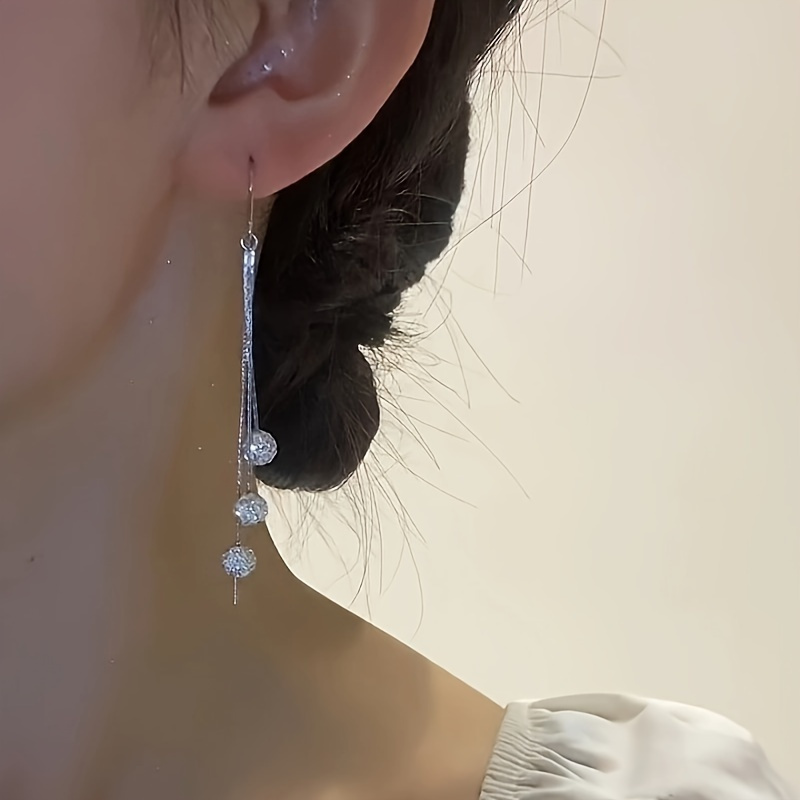 Women's Japanese Style Tassel Earrings, Shining Ball Pendants