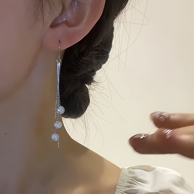Women's Japanese Style Tassel Earrings, Shining Ball Pendants