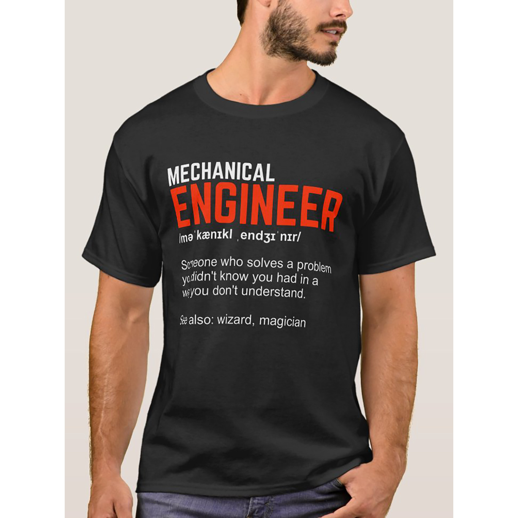 

Mechanical Engineer Definition Engineering Gift T-shirt Men's Funny T-shirt Unisex Cotton Short-sleeve T-shirt