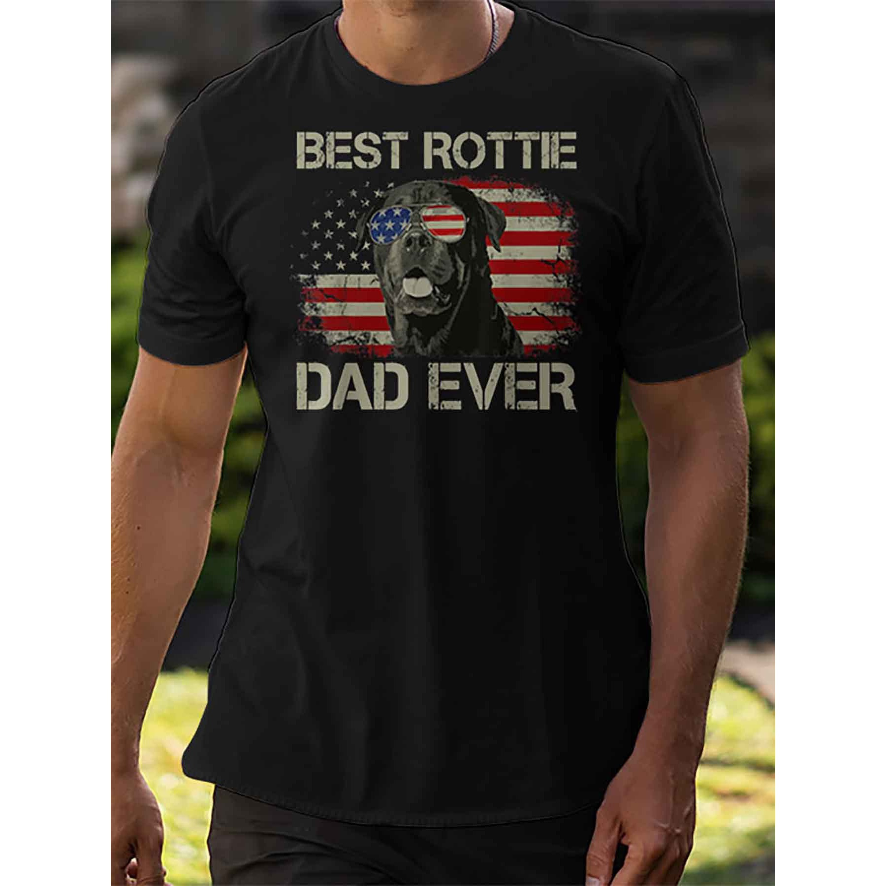 

Men's Best Rottweiler Rottweiler American Flag Gift 267369 Funny Men's Short Sleeve Pattern T-shirt Collection Black Dd