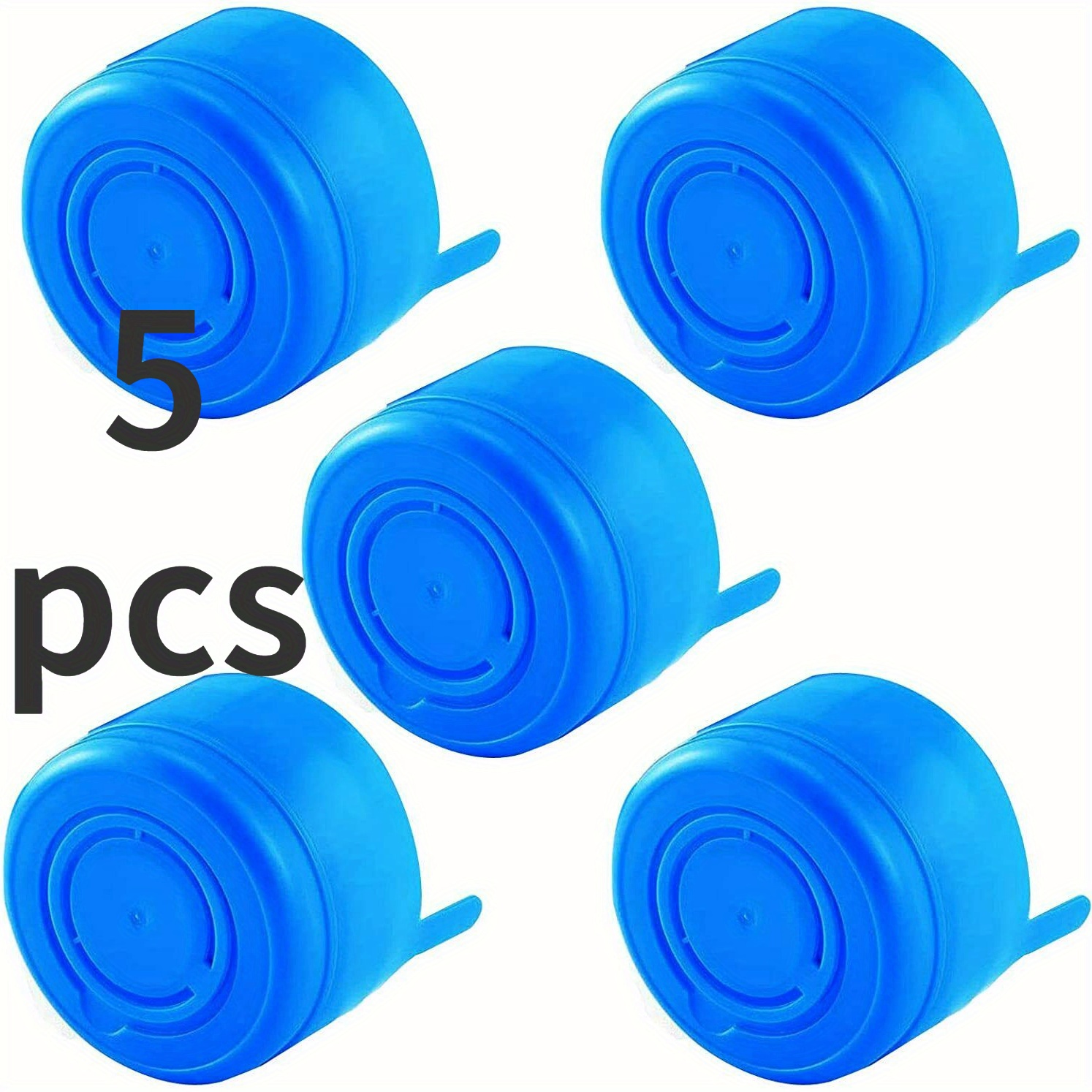 

5-pack Pe Snap-on Water Bottle Caps For 3/5 Gallon Jugs – Reusable, Spill-proof, And Dustproof Covers – Blue