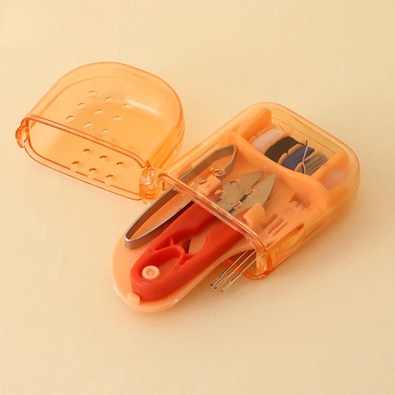 

1set Compact Sewing Kit Mini Travel Tool Set With Thread Needle Scissors - Portable Embroidery Stitching Diy Craft Supplies With Storage Box